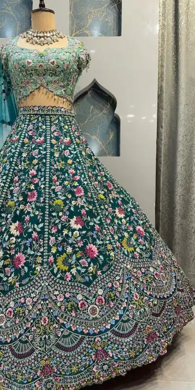 BD 1607 Blue Color Malai Silk Sequins Embroidered Lehenga Choli Casual, Wedding, Festive, Events Expected Delivery 4-6 Working Days @3249/- | Lehenga, Bollywood Lehenga, Creative Lehenga, Designer Lehenga, Embroidered Lehenga, Party Wear Lehenga