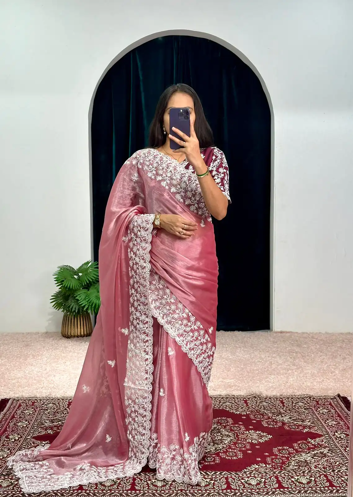 ST 471 Pink Color Burberry With Blooming Embroidery Saree Casual, Wedding, Party, Festive, Events Etc. Expected Delivery 4-6 Working Days @1999/- | Sarees, Bollywood Sarees, Creative Sarees, Designer Sarees, Embroidered Sarees, Ethnic Saree, Modern Digital sarees, Party Wear Sarees