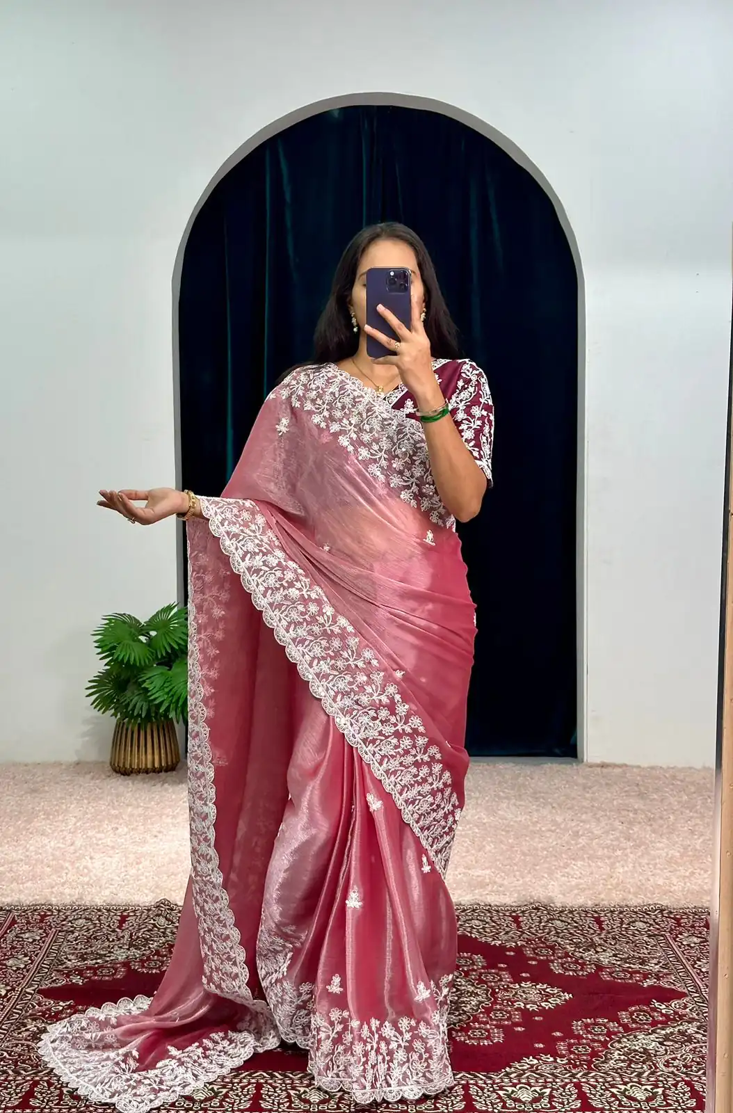 ST 471 Pink Color Burberry With Blooming Embroidery Saree Casual, Wedding, Party, Festive, Events Etc. Expected Delivery 4-6 Working Days @1999/- | Sarees, Bollywood Sarees, Creative Sarees, Designer Sarees, Embroidered Sarees, Ethnic Saree, Modern Digital sarees, Party Wear Sarees