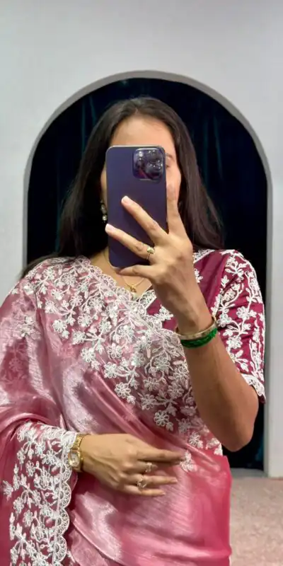 ST 471 Pink Color Burberry With Blooming Embroidery Saree Casual, Wedding, Party, Festive, Events Etc. Expected Delivery 4-6 Working Days @1999/- | Sarees, Bollywood Sarees, Creative Sarees, Designer Sarees, Embroidered Sarees, Ethnic Saree, Modern Digital sarees, Party Wear Sarees