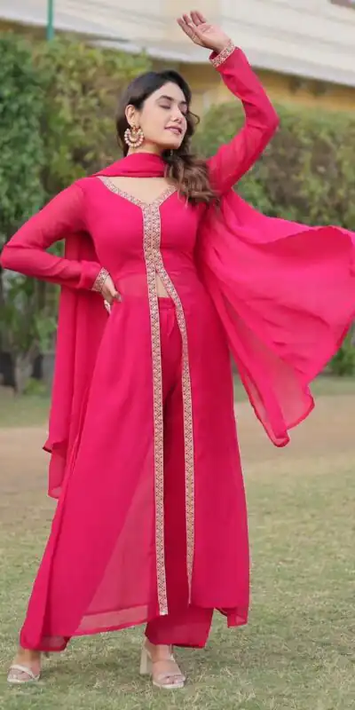 VLM 136 Pink Color Georgette Embroidery Sequence Salwar Suit Wedding, Party, Festive, Events Expected Delivery 4-6 Working Days @ 1699/- Only | Salwar suit, Designer Suits, Casual Suits, Creative suits, Party Wear Suits, Straight Suits