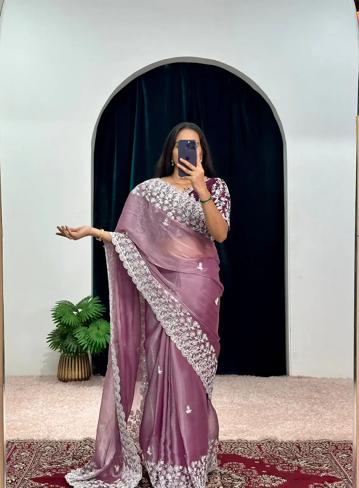 ST 471 Purple Color Burberry With Blooming Embroidery Saree Casual, Wedding, Party, Festive, Events Etc. Expected Delivery 4-6 Working Days @1999/- | Sarees, Bollywood Sarees, Creative Sarees, Designer Sarees, Embroidered Sarees, Ethnic Saree, Modern Digital sarees, Party Wear Sarees