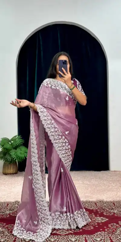ST 471 Purple Color Burberry With Blooming Embroidery Saree Casual, Wedding, Party, Festive, Events Etc. Expected Delivery 4-6 Working Days @1999/- | Sarees, Bollywood Sarees, Creative Sarees, Designer Sarees, Embroidered Sarees, Ethnic Saree, Modern Digital sarees, Party Wear Sarees