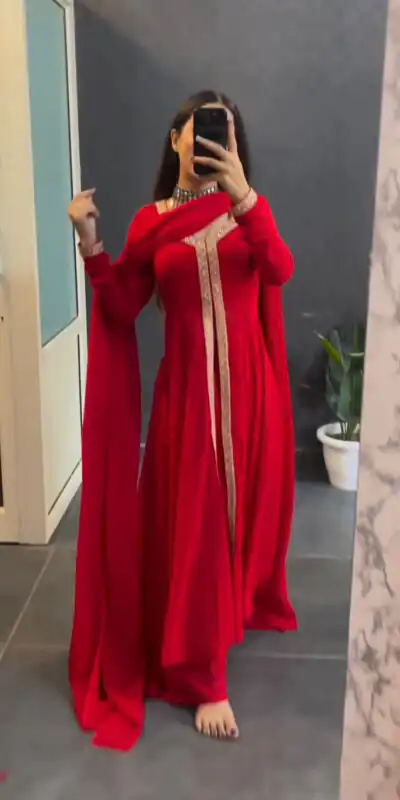 VLM 136 Red Color Georgette Embroidery Sequence Salwar Suit Wedding, Party, Festive, Events Expected Delivery 4-6 Working Days @ 1699/- Only | Salwar suit, Designer Suits, Casual Suits, Creative suits, Party Wear Suits, Straight Suits