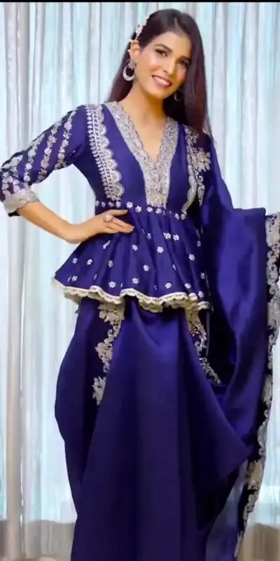 ST 156 Royal Blue Color Japan Satin Embroidery Sequence Saree Casual, Wedding, Party, Festive, Events Etc. Expected Delivery 4-6 Working Days @2049/- | Sarees, Bollywood Sarees, Creative Sarees, Designer Sarees, Embroidered Sarees, Ethnic Saree, Modern Digital sarees, Party Wear Sarees