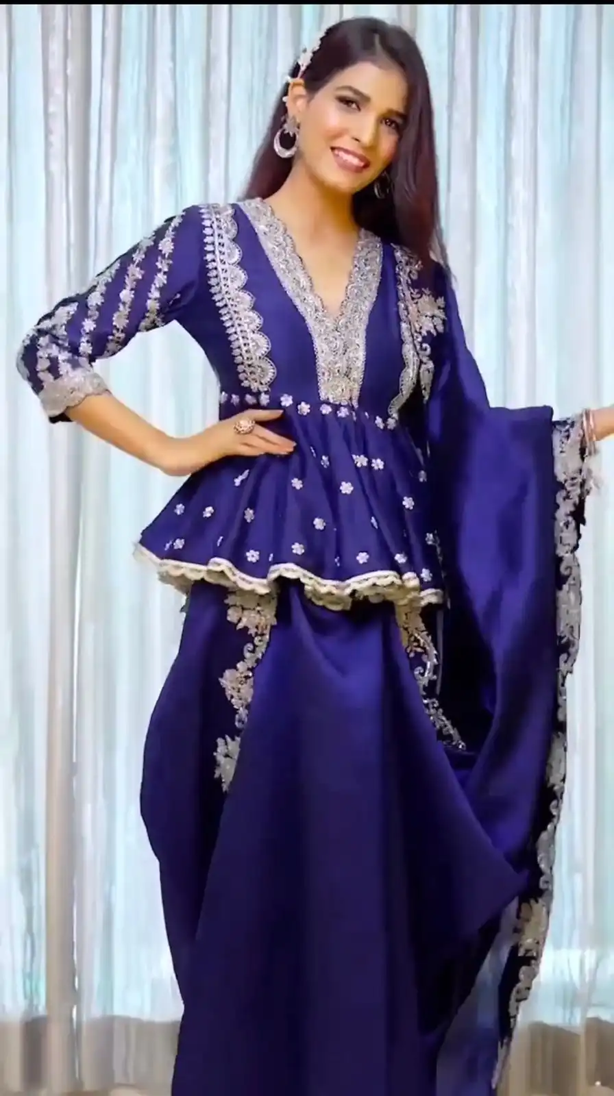 ST 156 Royal Blue Color Japan Satin Embroidery Sequence Saree Casual, Wedding, Party, Festive, Events Etc. Expected Delivery 4-6 Working Days @2049/- | Sarees, Bollywood Sarees, Creative Sarees, Designer Sarees, Embroidered Sarees, Ethnic Saree, Modern Digital sarees, Party Wear Sarees