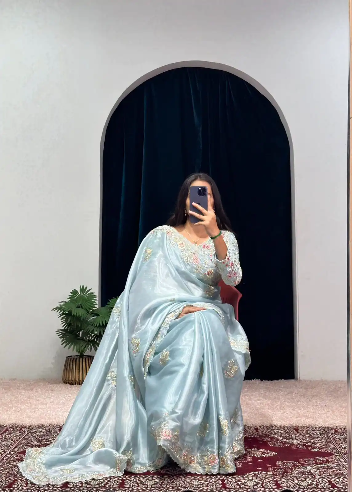 ST 469 Sky Blue Color Jimmy Choo Thread Embroidery Work Saree Casual, Wedding, Party, Festive, Events Etc. Expected Delivery 4-6 Working Days @1999/- | Sarees, Bollywood Sarees, Creative Sarees, Designer Sarees, Embroidered Sarees, Ethnic Saree, Modern Digital sarees, Party Wear Sarees