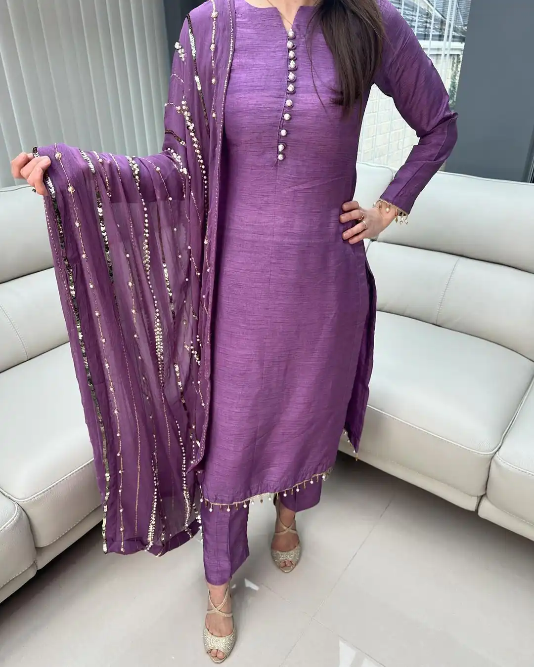 SRK 5161 Violet Color Chinnon Silk Embroidery Coding Dori Salwar Suit Wedding, Party, Festive, Events Expected Delivery 4-6 Working Days @ 1899/- | Jump Suits, Salwar suit, Designer Suits, Casual Suits, Creative suits, Palazzo Suits, Party Wear Suits, Patiala Suits, Straight Suits