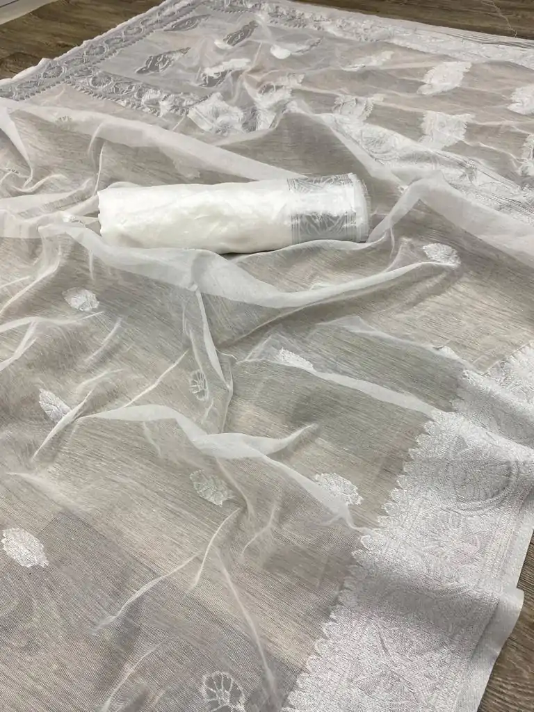 DDF 301 White Color Soft Lichi Silk Ordinary Design Rich Pallu Saree Casual, Party Wear, Events, Festivals Etc. Expected Delivery 4-6 Working Days 1449/- | Sarees, Bollywood Sarees, Creative Sarees, Designer Sarees, Embroidered Sarees, Ethnic Saree, Modern Digital sarees, Party Wear Sarees