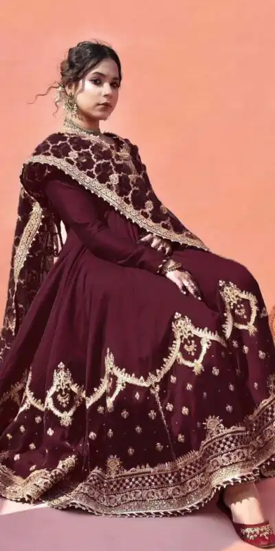 ZSR 3063 Maroon Color Georgette Embroidery Sequence Salwar Suit Casual, Wedding, Festive, Events Expected Delivery 4-6 Working Days @2049/- | Jump Suits, Salwar suit, Designer Suits, Casual Suits, Creative suits, Palazzo Suits, Party Wear Suits, Patiala Suits, Straight Suits