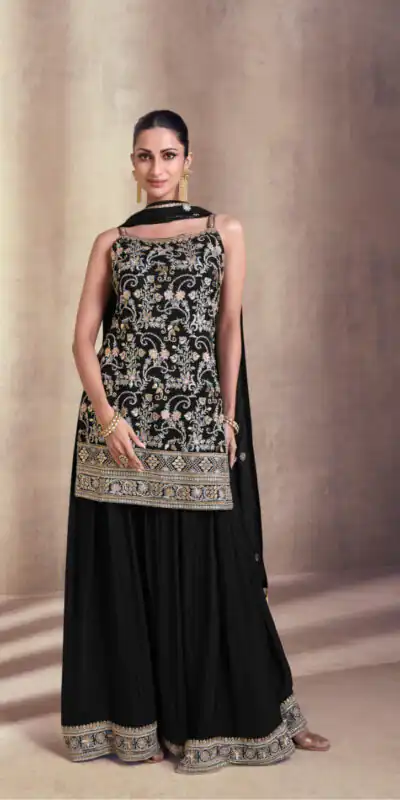 DS Sayuri 5407 Black Color Faux Georgette Embroidery Work Salwar Suit Wedding, Party, Festive, Events Expected Delivery 4-6 Working Days @ 2149/- | Jump Suits, Salwar suit, Designer Suits, Casual Suits, Creative suits, Palazzo Suits, Party Wear Suits, Patiala Suits, Straight Suits