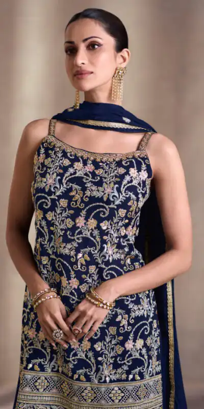 DS Sayuri 5407 Blue Color Faux Georgette Embroidery Work Salwar Suit Wedding, Party, Festive, Events Expected Delivery 4-6 Working Days @ 2149/- | Jump Suits, Salwar suit, Designer Suits, Casual Suits, Creative suits, Palazzo Suits, Party Wear Suits, Patiala Suits, Straight Suits