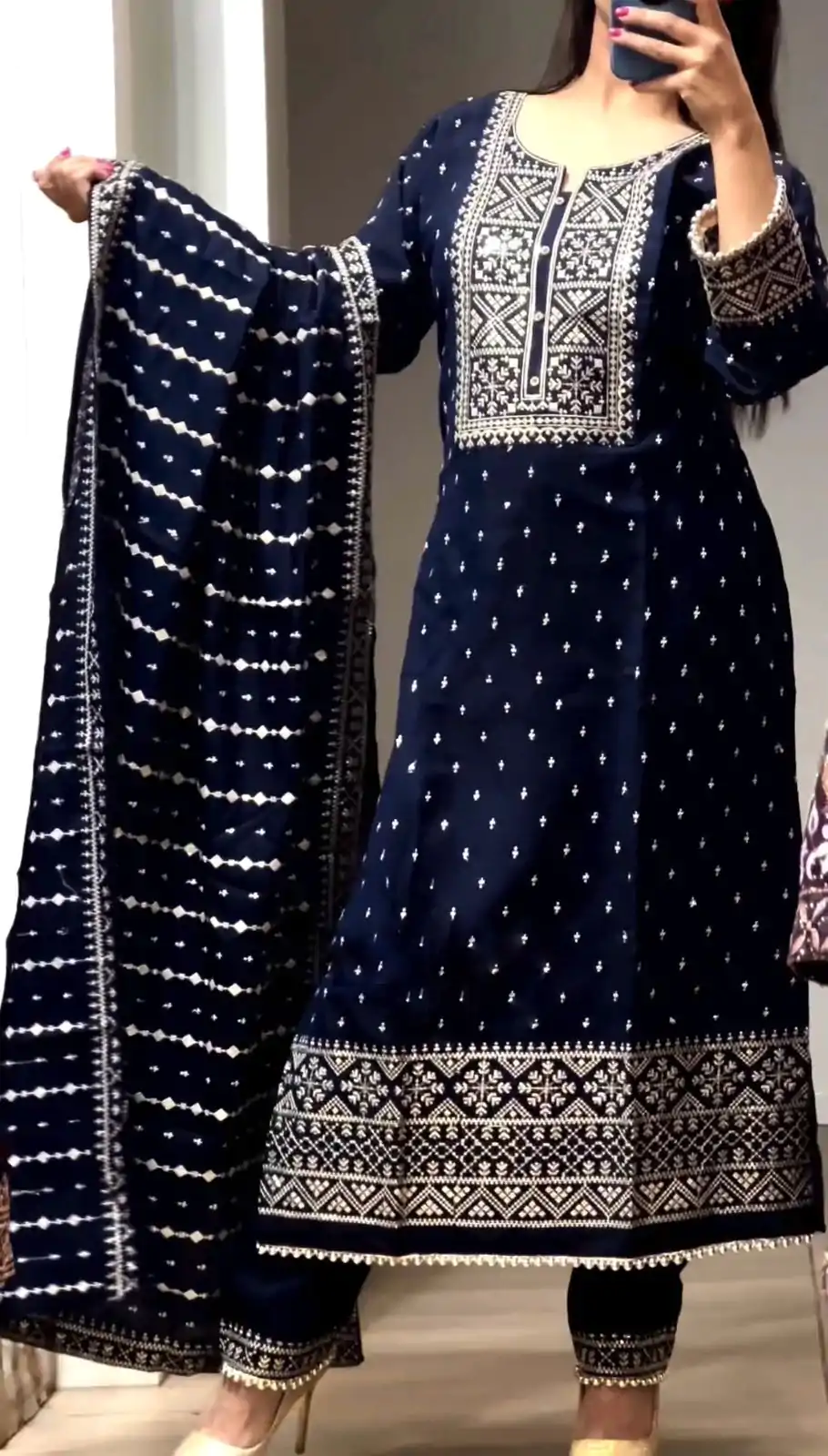 SRK 5168 Navy Blue Color Chinnon Embroidery Sequence Salwar Suit Wedding, Party, Festive, Events Expected Delivery 4-6 Working Days @ 2049/- | Jump Suits, Salwar suit, Designer Suits, Casual Suits, Creative suits, Palazzo Suits, Party Wear Suits, Patiala Suits, Straight Suits