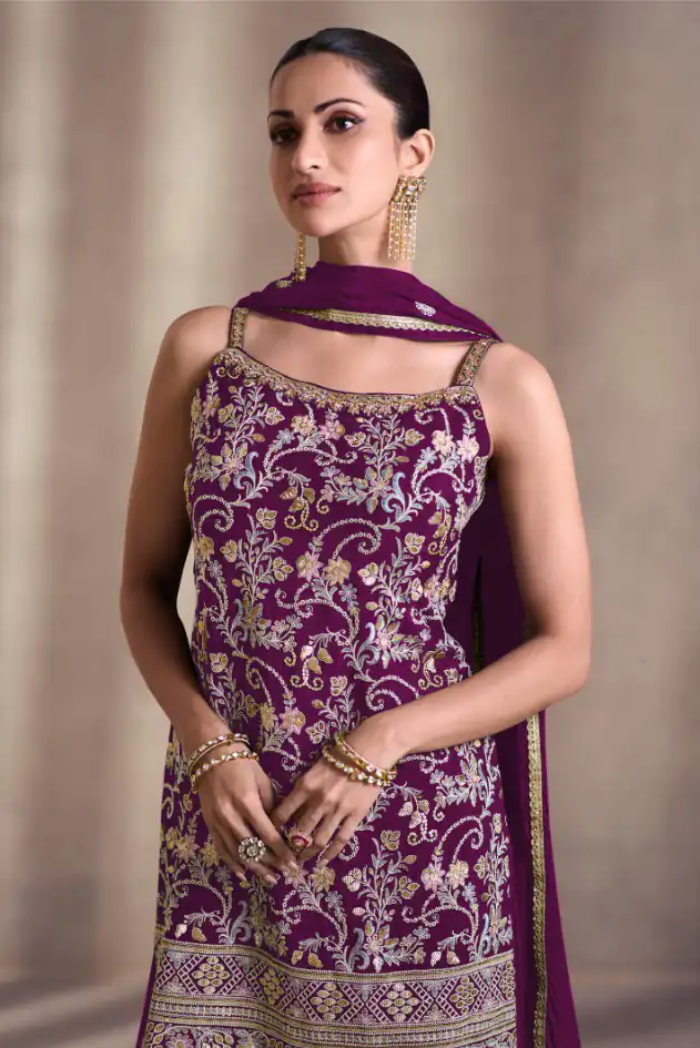 DS Sayuri 5407 Purple Color Faux Georgette Embroidery Work Salwar Suit Wedding, Party, Festive, Events Expected Delivery 4-6 Working Days @ 2149/- | Jump Suits, Salwar suit, Designer Suits, Casual Suits, Creative suits, Palazzo Suits, Party Wear Suits, Patiala Suits, Straight Suits