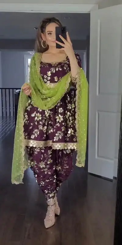 MF 246 Purple Color Faux Georgette Less Patti Work Sleeve Salwar Suit  Wedding, Party, Festive, Events Etc. Expected 4-6 Working Days @2249/- | Salwar suit, Designer Suits, Casual Suits, Creative suits, Palazzo Suits, Party Wear Suits, Patiala Suits, Straight Suits