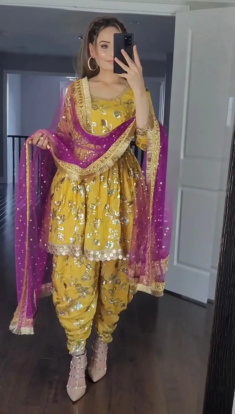 MF 246 Yellow Color Faux Georgette Less Patti Work Sleeve Salwar Suit  Wedding, Party, Festive, Events Etc. Expected 4-6 Working Days @2249/- | Salwar suit, Designer Suits, Casual Suits, Creative suits, Palazzo Suits, Party Wear Suits, Patiala Suits, Straight Suits