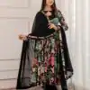 Beautiful Black Color Chant Crepe Digital Printed Work Gown