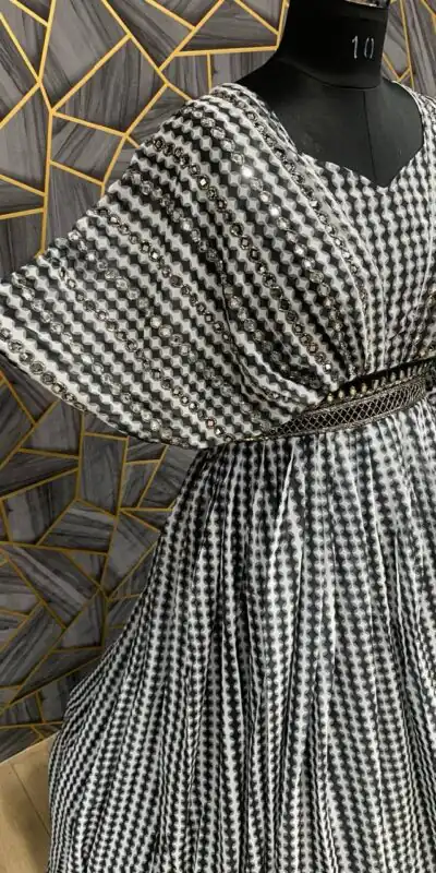 PC 177 Black Color Georgette Digital Printed Hand Khatli Gown Casual, Party Wear, Events, Festivals Wear Etc. Expected Delivery 4-6 Working Days @2199/- | Gowns, Bollywood Gowns, Creative Gowns, Designer Gowns, Embroidered Gowns, Party Wear Gowns