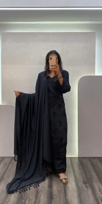 BE 125 Black Color Maslin Thread Embroidery Salwar Suit Wedding, Party, Festive events, etc.  Expected Delivery  4-6 Working Days @1849/- | Salwar suit, Designer Suits, Casual Suits, Creative suits, Palazzo Suits, Party Wear Suits, Patiala Suits, Straight Suits