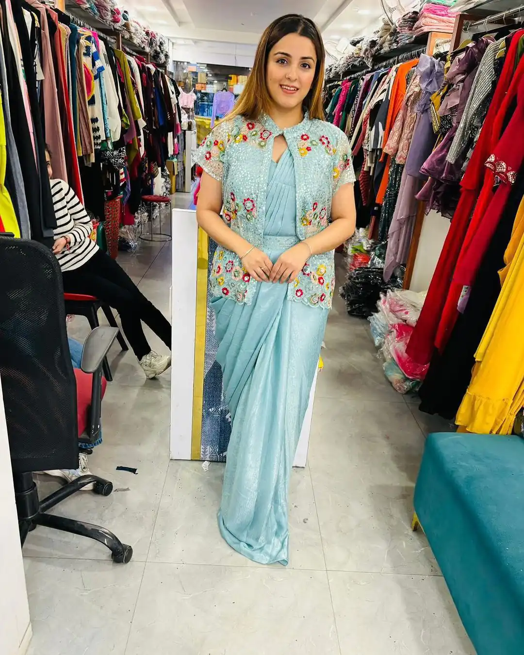 LG 1844 Blue Color Chinon Silk Embroidered Sequence Saree  Party, Wedding, Festive, Events Etc., Expected Delivery 4-6 Working Days@2099 /- Only | Sarees, Bollywood Sarees, Creative Sarees, Designer Sarees, Embroidered Sarees, Ethnic Saree, Party Wear Sarees