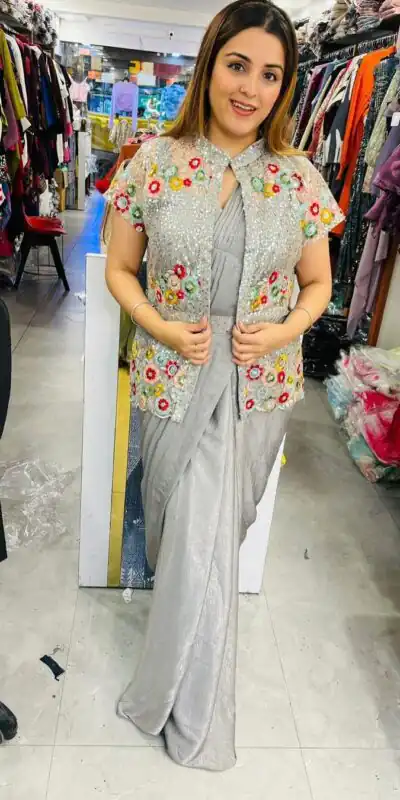 LG 1844 Grey Color Chinon Silk Embroidered Sequence Saree  Party, Wedding, Festive, Events Etc., Expected Delivery 4-6 Working Days@2099 /- Only | Sarees, Bollywood Sarees, Creative Sarees, Designer Sarees, Embroidered Sarees, Ethnic Saree, Party Wear Sarees