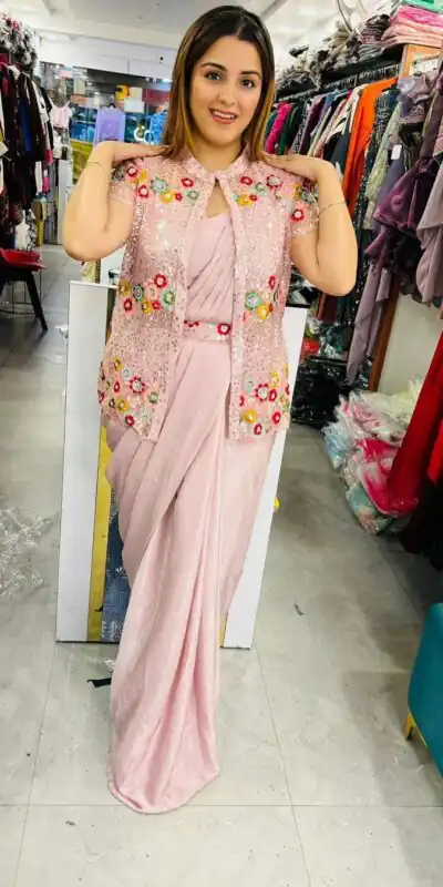 LG 1844 Peach Color Chinon Silk Embroidered Sequence Saree  Party, Wedding, Festive, Events Etc., Expected Delivery 4-6 Working Days@2099 /- Only | Sarees, Bollywood Sarees, Creative Sarees, Designer Sarees, Embroidered Sarees, Ethnic Saree, Party Wear Sarees