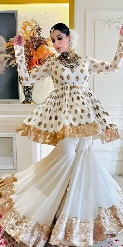 NSR 810 White Color Faux Georgette Embroidery Salwar Suit Casual, Party Festive, Events Etc. Expected Delivery 4-6 Working Days @2299/ | Jump Suits, Salwar suit, Designer Suits, Casual Suits, Creative suits, Palazzo Suits, Party Wear Suits, Patiala Suits, Straight Suits