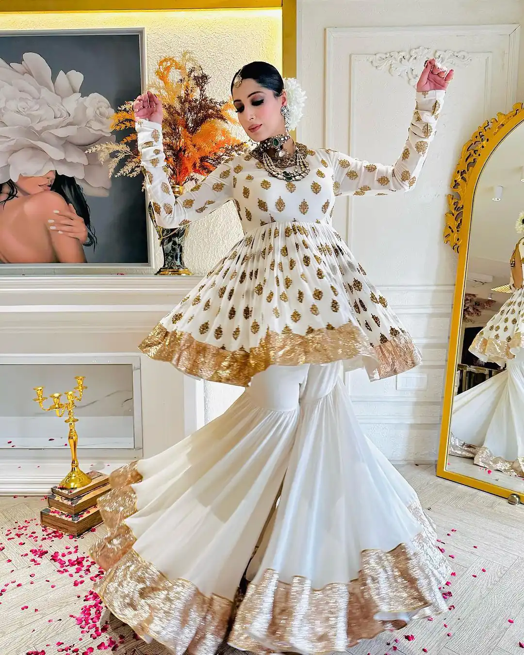 NSR 810 White Color Faux Georgette Embroidery Salwar Suit Casual, Party Festive, Events Etc. Expected Delivery 4-6 Working Days @2299/ | Jump Suits, Salwar suit, Designer Suits, Casual Suits, Creative suits, Palazzo Suits, Party Wear Suits, Patiala Suits, Straight Suits