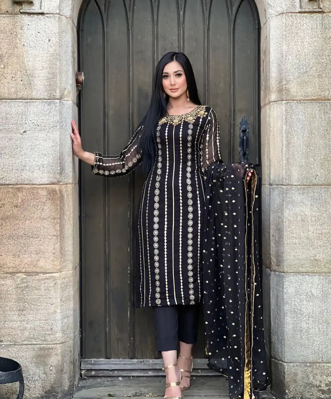 NF 1212 Black color Georgette Embroidery Sequence Salwar Suit Casual, Wedding, Party, Festive, Events . Expected Delivery  4-6 Working Days @2149 | Salwar suit, Designer Suits, Casual Suits, Creative suits, Palazzo Suits, Party Wear Suits, Patiala Suits, Straight Suits