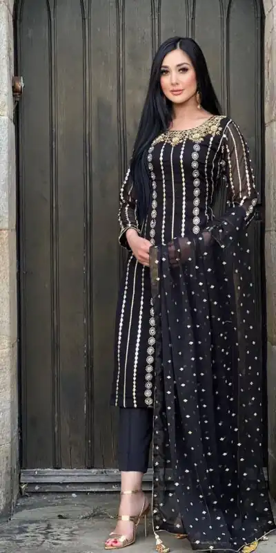 NF 1212 Black color Georgette Embroidery Sequence Salwar Suit Casual, Wedding, Party, Festive, Events . Expected Delivery  4-6 Working Days @2149 | Salwar suit, Designer Suits, Casual Suits, Creative suits, Palazzo Suits, Party Wear Suits, Patiala Suits, Straight Suits