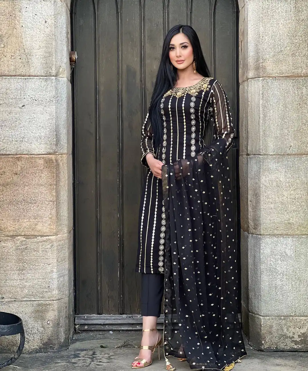 NF 1212 Black color Georgette Embroidery Sequence Salwar Suit Casual, Wedding, Party, Festive, Events . Expected Delivery  4-6 Working Days @2149 | Salwar suit, Designer Suits, Casual Suits, Creative suits, Palazzo Suits, Party Wear Suits, Patiala Suits, Straight Suits
