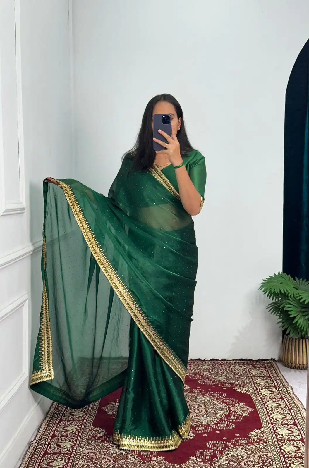 ST 470 Green Color Burberry Foil And Zari Embroidery Work Saree Casual, Wedding, Party, Festive, Events Etc. Expected Delivery 4-6 Working Days @1799/- | Sarees, Bollywood Sarees, Creative Sarees, Designer Sarees, Embroidered Sarees, Ethnic Saree, Modern Digital sarees, Party Wear Sarees