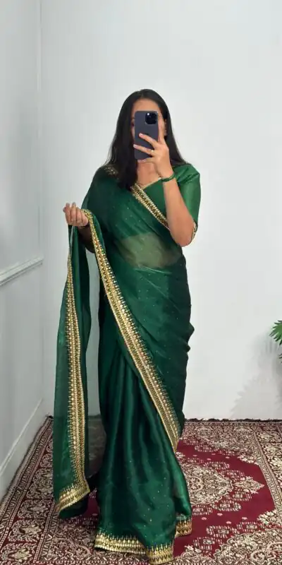ST 470 Green Color Burberry Foil And Zari Embroidery Work Saree Casual, Wedding, Party, Festive, Events Etc. Expected Delivery 4-6 Working Days @1799/- | Sarees, Bollywood Sarees, Creative Sarees, Designer Sarees, Embroidered Sarees, Ethnic Saree, Modern Digital sarees, Party Wear Sarees