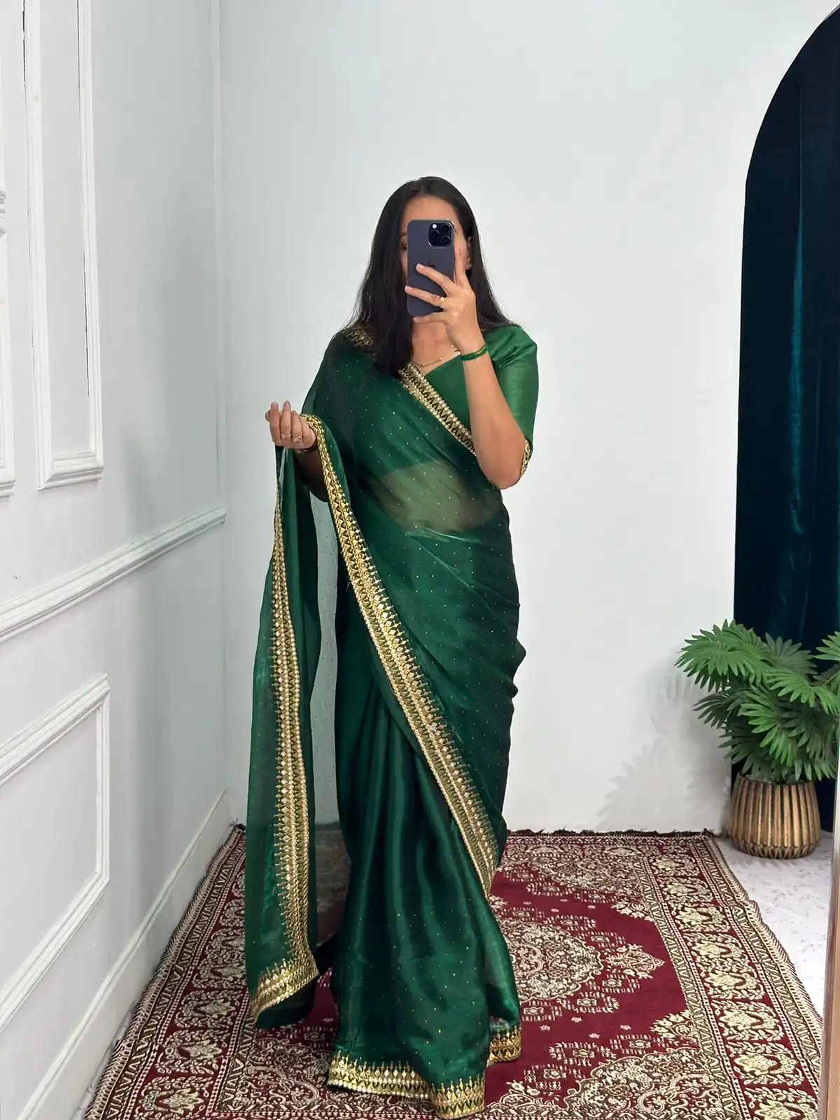 ST 470 Green Color Burberry Foil And Zari Embroidery Work Saree Casual, Wedding, Party, Festive, Events Etc. Expected Delivery 4-6 Working Days @1799/- | Sarees, Bollywood Sarees, Creative Sarees, Designer Sarees, Embroidered Sarees, Ethnic Saree, Modern Digital sarees, Party Wear Sarees