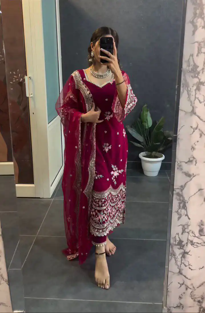 LG 1757 Pink Color Blooming Georgette Embroidery Salwar Suit Casual, Wedding, Festive, Events Expected Delivery 4-6 Working Days @1899/- | Jump Suits, Salwar suit, Designer Suits, Casual Suits, Creative suits, Palazzo Suits, Party Wear Suits, Patiala Suits, Straight Suits