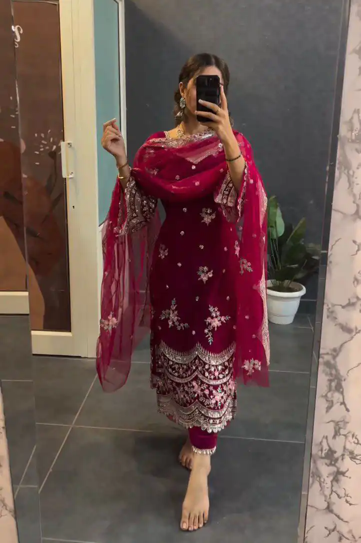 LG 1757 Pink Color Blooming Georgette Embroidery Salwar Suit Casual, Wedding, Festive, Events Expected Delivery 4-6 Working Days @1899/- | Jump Suits, Salwar suit, Designer Suits, Casual Suits, Creative suits, Palazzo Suits, Party Wear Suits, Patiala Suits, Straight Suits