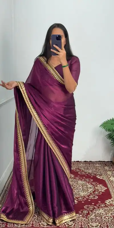 ST 470 Purple Color Burberry Foil And Zari Embroidery Work Saree Casual, Wedding, Party, Festive, Events Etc. Expected Delivery 4-6 Working Days @1799/- | Sarees, Bollywood Sarees, Creative Sarees, Designer Sarees, Embroidered Sarees, Ethnic Saree, Modern Digital sarees, Party Wear Sarees