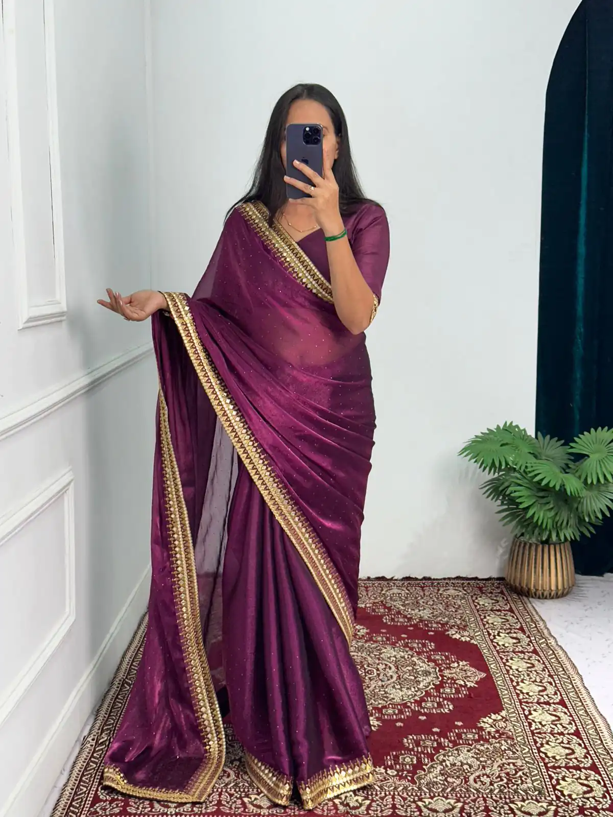 ST 470 Purple Color Burberry Foil And Zari Embroidery Work Saree Casual, Wedding, Party, Festive, Events Etc. Expected Delivery 4-6 Working Days @1799/- | Sarees, Bollywood Sarees, Creative Sarees, Designer Sarees, Embroidered Sarees, Ethnic Saree, Modern Digital sarees, Party Wear Sarees