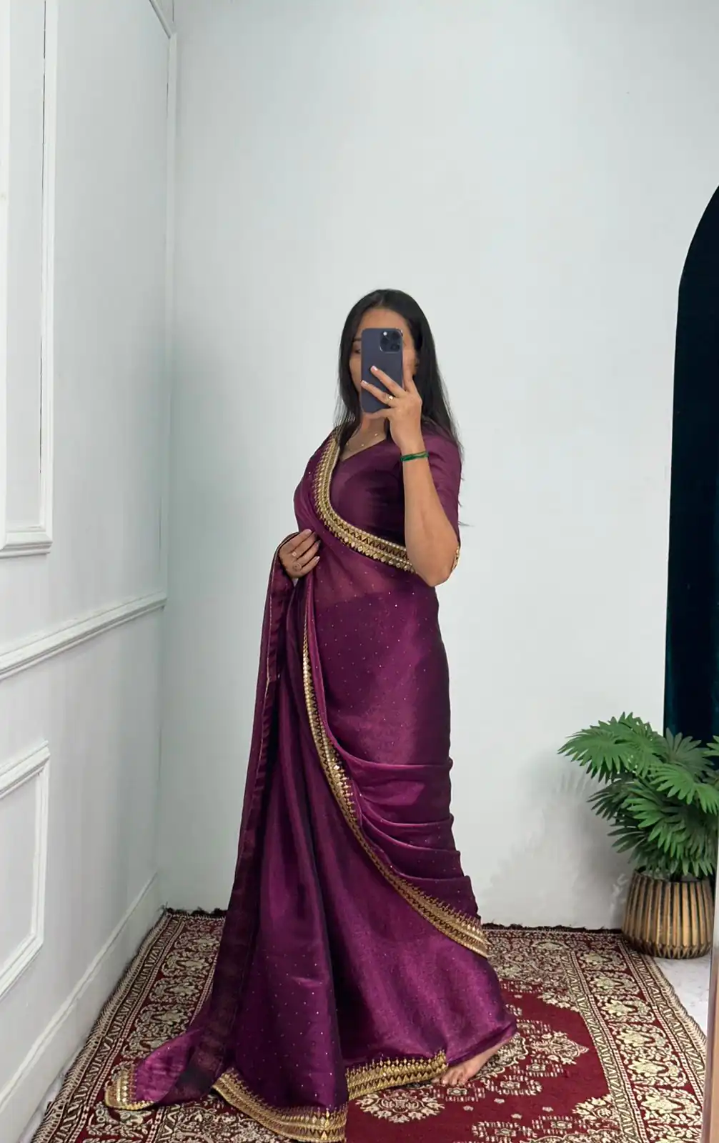ST 470 Purple Color Burberry Foil And Zari Embroidery Work Saree Casual, Wedding, Party, Festive, Events Etc. Expected Delivery 4-6 Working Days @1799/- | Sarees, Bollywood Sarees, Creative Sarees, Designer Sarees, Embroidered Sarees, Ethnic Saree, Modern Digital sarees, Party Wear Sarees