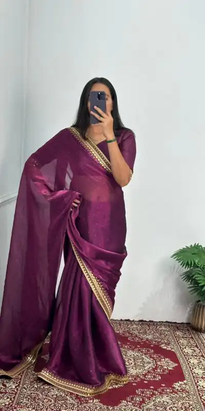 ST 470 Purple Color Burberry Foil And Zari Embroidery Work Saree Casual, Wedding, Party, Festive, Events Etc. Expected Delivery 4-6 Working Days @1799/- | Sarees, Bollywood Sarees, Creative Sarees, Designer Sarees, Embroidered Sarees, Ethnic Saree, Modern Digital sarees, Party Wear Sarees