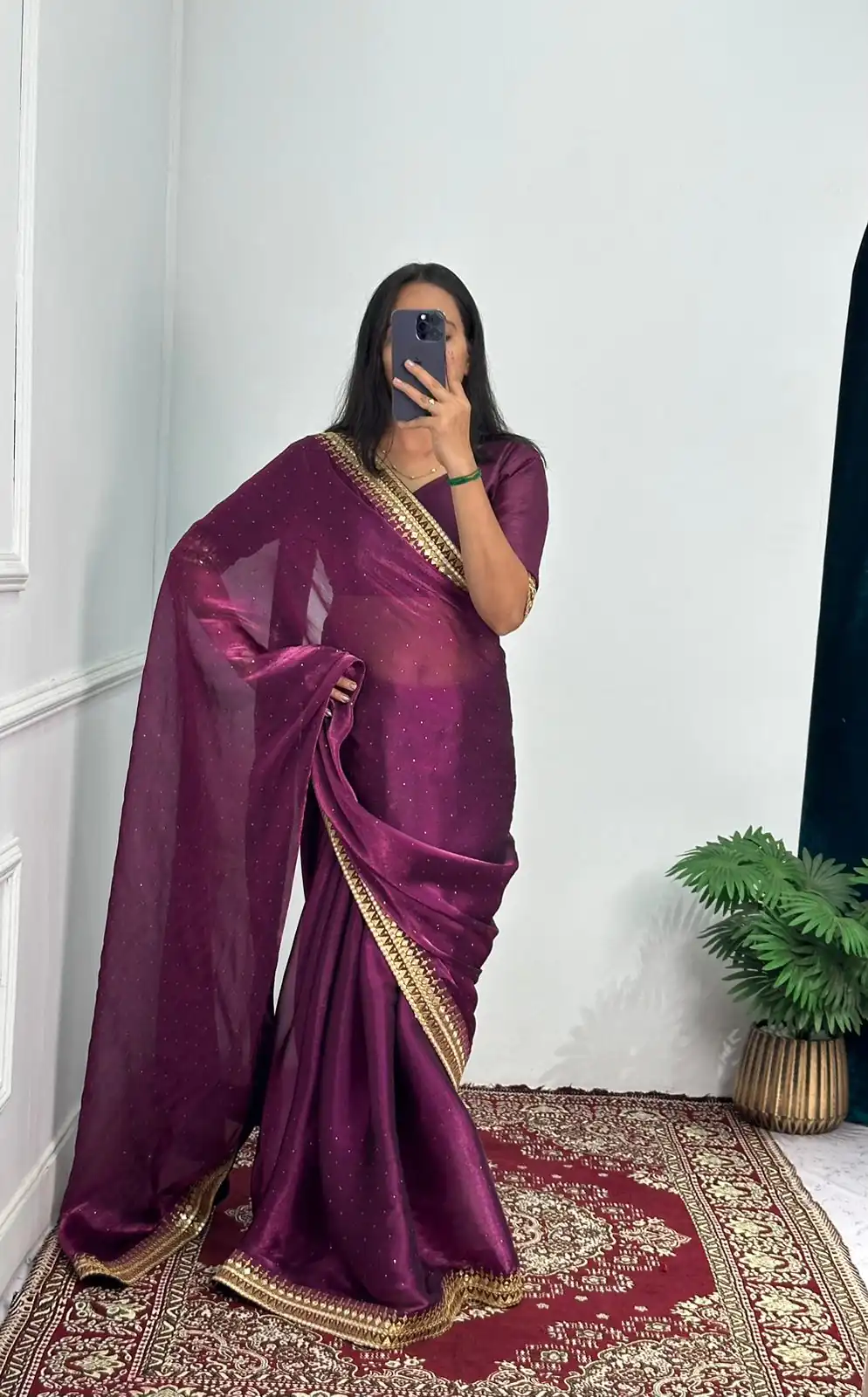 ST 470 Purple Color Burberry Foil And Zari Embroidery Work Saree Casual, Wedding, Party, Festive, Events Etc. Expected Delivery 4-6 Working Days @1799/- | Sarees, Bollywood Sarees, Creative Sarees, Designer Sarees, Embroidered Sarees, Ethnic Saree, Modern Digital sarees, Party Wear Sarees