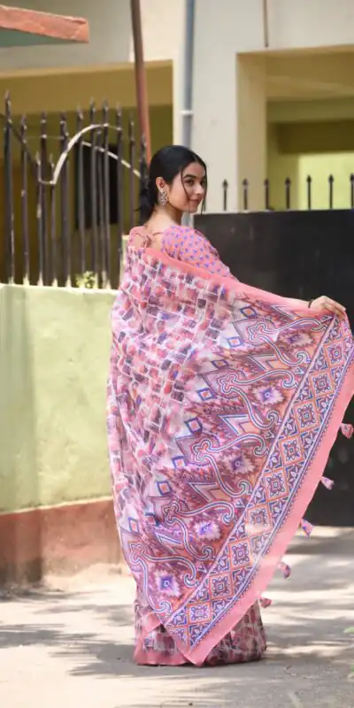 Veechis 110 Purple Color Linen Beautiful Digital Printed Work Saree Casual, Party Festive, Events. Expected Delivery 4-6 Working Days @1549/- | Sarees, Bollywood Sarees, Creative Sarees, Designer Sarees, Embroidered Sarees, Modern Digital sarees, Party Wear Sarees