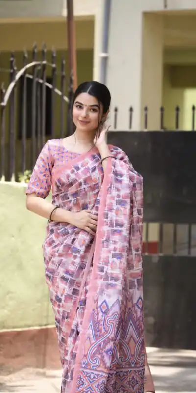 Veechis 110 Purple Color Linen Beautiful Digital Printed Work Saree Casual, Party Festive, Events. Expected Delivery 4-6 Working Days @1549/- | Sarees, Bollywood Sarees, Creative Sarees, Designer Sarees, Embroidered Sarees, Modern Digital sarees, Party Wear Sarees
