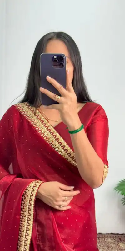 ST 470 Red Color Burberry Foil And Zari Embroidery Work Saree Casual, Wedding, Party, Festive, Events Etc. Expected Delivery 4-6 Working Days @1799/- | Sarees, Bollywood Sarees, Creative Sarees, Designer Sarees, Embroidered Sarees, Ethnic Saree, Modern Digital sarees, Party Wear Sarees