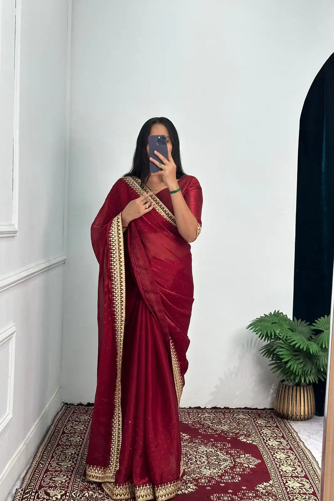 ST 470 Red Color Burberry Foil And Zari Embroidery Work Saree Casual, Wedding, Party, Festive, Events Etc. Expected Delivery 4-6 Working Days @1799/- | Sarees, Bollywood Sarees, Creative Sarees, Designer Sarees, Embroidered Sarees, Ethnic Saree, Modern Digital sarees, Party Wear Sarees