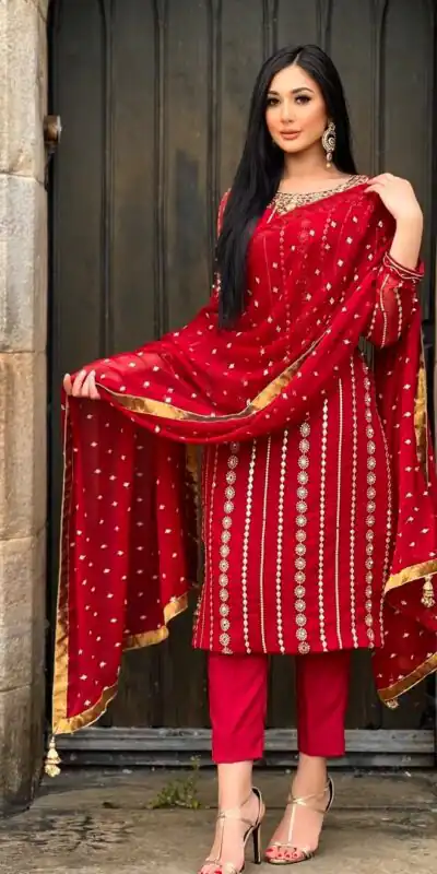 NF 1212 Red color Georgette Embroidery Sequence Salwar Suit Casual, Wedding, Party, Festive, Events . Expected Delivery 4-6 Working Days @2149 | Salwar suit, Designer Suits, Casual Suits, Creative suits, Palazzo Suits, Party Wear Suits, Patiala Suits, Straight Suits