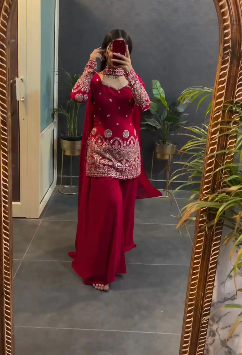 KD 1459 Red Color Georgette Thread sequence Work Salwar Suit Casual, Party, Festive, Events Wedding Etc.  Expected Delivery 4-6 Working Days @2099/- | Salwar suit, Designer Suits, Casual Suits, Creative suits, Palazzo Suits, Party Wear Suits, Straight Suits