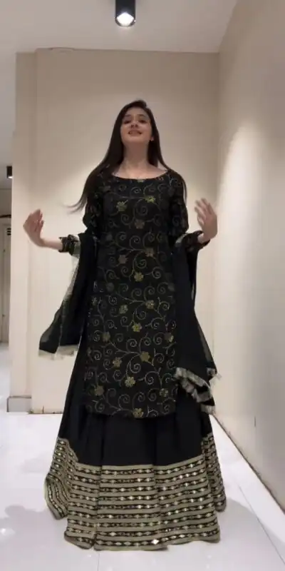 RTC 6469 Black Color Foix Georgette Thread With Sequence Lehenga Choli Wedding, Party, Festive, Events Etc. Expected Delivery 4-6 Working Days @1999/- | Lehenga, Bollywood Lehenga, Creative Lehenga, Designer Lehenga, Embroidered Lehenga, Party Wear Lehenga