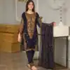Cute Navy Blue Color Georgette Embroidery Sequence Salwar Suit