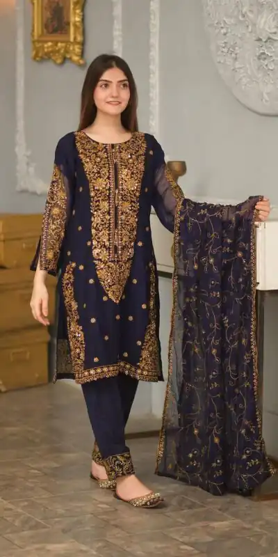 ZF 369 navy Blue Color Faux Georgette Embroidery Sequence Work Salwar Suit Casual, Wedding, Party, Events Etc. Expected Delivery 4-6 Working Days 2149/- | Jump Suits, Salwar suit, Designer Suits, Casual Suits, Creative suits, Palazzo Suits, Party Wear Suits, Patiala Suits, Straight Suits